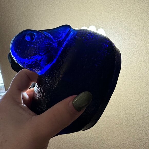 Blenko Handmade Blue Glass Duck Paperweight - Picture 3 of 9